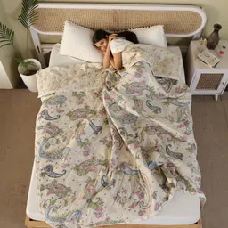Changers Beige Printed Microfiber Mild Winter 350 GSM Reversible Double Bed Comforter-picture-9