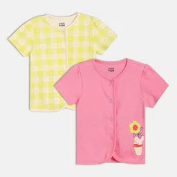 MINI KLUB Girls Pack Of 2 Printed Pure Cotton Jhablas28NGFV491-image-95