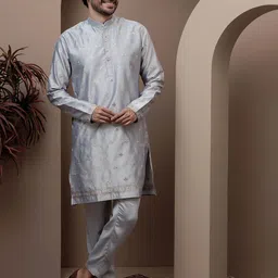 Dulha Ghar Men Embroidered Regular Thread Work Kurta with Pyjamas-picture-3