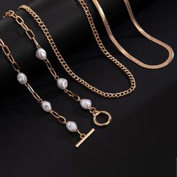 StyleCast x Revolte SEt Of 3 Gold-Plated Artificial Baeded MInimal Necklace-19