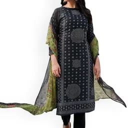 DRAVINAM Trends Bandhani Printed Mirror Work Pure Cotton Unstitched Dress Material-20
