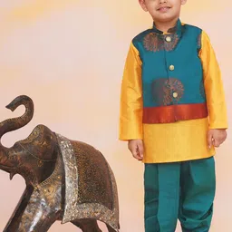 KID1 Boys Mandarin Collar Straight Kurta With Pyjamas-picture-17