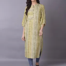 Shree Striped Mandarin Collar Liva Straight Kurta-50