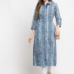 CORSICA Women Striped Shirt Collar Anarkali Kurta-picture-30