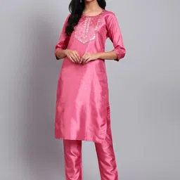 BANJANAN Women Ethnic Motifs Embroidered Regular Sequinned Kurta with Trousers-picture-0