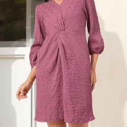 DressBerry Twisted Textures Self-Striped Dress-image-30
