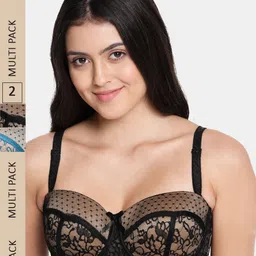 Susie Set o2 Blue & Black Bra Underwired Lightly Padded Pack of 2-image-76