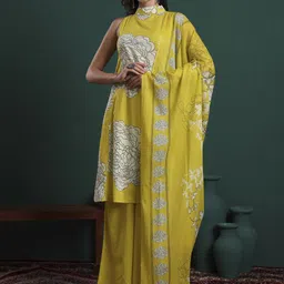 Yufta Women Floral Printed Regular Pure Cotton Kurta with Palazzos & With Dupatta-picture-30