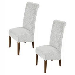 HOKIPO Grey 2 Pieces Stretchable Velvet Long Back Chair Covers-image-22