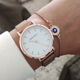 JOKER & WITCH Women Rose Gold-Toned & White Watch Gift Set JWBS572-image-45