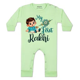 Arvesa Kids-Unisex Green Cotton Rompers-picture-17