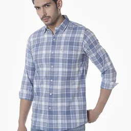 Klub Fox Men Slim Fit Tartan Checked Spread Collar Cotton Casual Shirt-picture-19