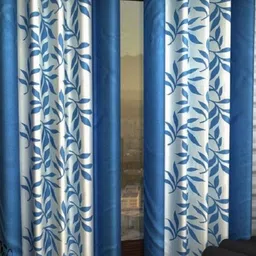 BELLA TRUE Blue & White 2 Floral Pieces Black Out Window Curtains-image-34