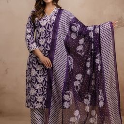 Moda Rapido Women Floral Printed Regular Pure Cotton Kurta with Trousers & With Dupatta-25