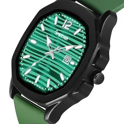 SPENCHER Men Brass Dial & Straps Analogue Multi Function Watch Square Case Date Green Dial image 3