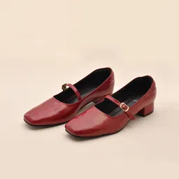 La Fiza Women PU Block Pumps-19