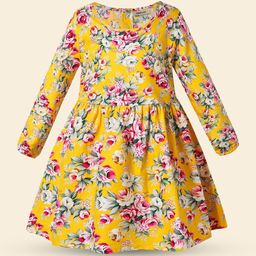 INCLUD Girls Floral Printed Pleated Fit & Flare Cotton Dress-image-60
