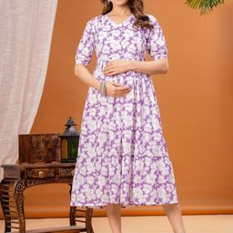 ANUOM Floral Print Maternity Maxi Dress-image-64