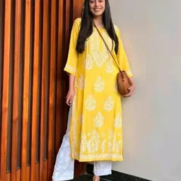 Rujave Chikankari A-Line Kurta With Palazzo-58