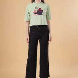 BAESD Printed Round Neck T-Shirt With Trousers Co-Ords-image-97