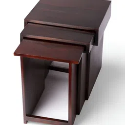 ikiriya IkiriyaSet of 3 Red Nesting Tables In Dark Walnut Finish image 5