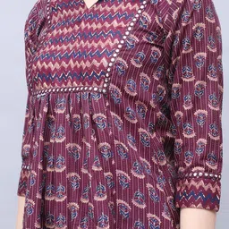 Roly Poly Ethnic Motifs Printed Mirror Work A-Line Kurta With Trousers & Dupatta image 2