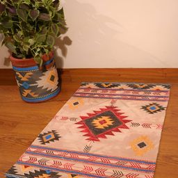 Mona B Red & Pink Printed Cotton Dhurrie-image-14