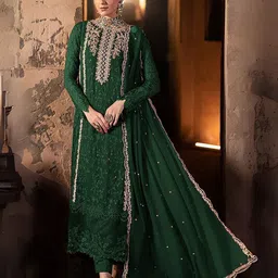 ODETTE Embroidered Semi-Stitched Dress Material-image-31