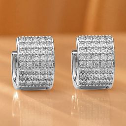 Rubans Rhodium-Plated Brass Wide Statement Hoop Earrings with Cubic Zirconia Detailing-picture-45
