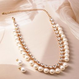 Rubans 18K Gold-Plated CZ-Studded & Beaded Jewellery Set-image-54