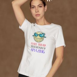 Moda Rapido Women Typography Printed Bio Finish Applique T-shirt-picture-11