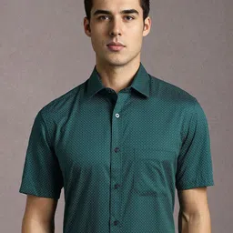 Louis Philippe Micro Ditsy Printed Spread Collar Cotton Shirt-image-73