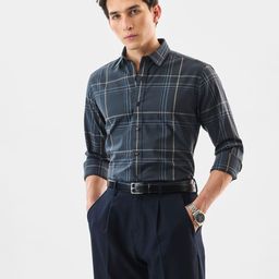 Snitch Slim Fit Tartan Checked Cotton Formal Shirt-image-48