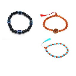 Divine souvenirs Unisex Set Of 3 Artificial Beaded Elasticated Bracelets-16