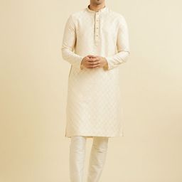 Manyavar Ethnic Motifs Woven Design Thread Work Straight Kurta With Trousers-13
