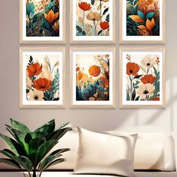 Kotart Brown & White 6 Pieces Wood Floral and Botanical Wall Arts-image-100
