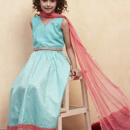 Biba Girls Embellished Ready to Wear Lehenga & Blouse With Dupatta-picture-44