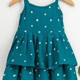 JAV CREATIONS Girls Bandhani Printed Cotton Fit & Flare Dress-picture-29