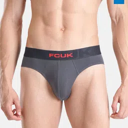 FCUK Pack Of 2 Cotton Basic Briefs ARCHWAY-BMYKONOS BLUE-GRAY PINSTRIPES-picture-58