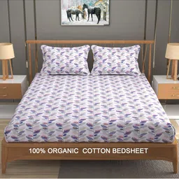 YaAkholic Purple & Pink Floral 300 TC King Bedsheet with 2 Pillow Covers-image-68