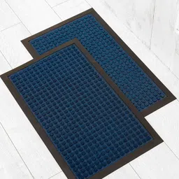 Ariana Navy Blue & Black 2 Pieces Self Design Anti-Skid Doormats-picture-21