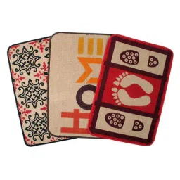 saral home Multicolor Abstract Jute 24 x 16 Inches Anti Skid Door Mats (Pack of 3)-picture-42