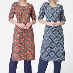 7threads KALINI Pack of 2 Ethnic Motifs Printed Regular Kurta with Trousers-picture-23