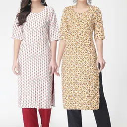 KALINI Pack of 2 Ethnic Motifs Printed Regular Kurta with Trousers-31
