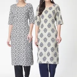KALINI Pack of 2 Ethnic Motifs Printed Regular Kurta with Trousers-picture-4