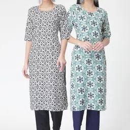 KALINI Pack of 2 Ethnic Motifs Printed Regular Kurta with Trousers-picture-12