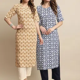 KALINI Pack of 2 Floral Printed Regular Kurta with Trousers-57