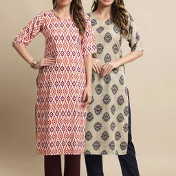 KALINI Pack of 2 Ethnic Motifs Printed Regular Kurta with Trousers-picture-7