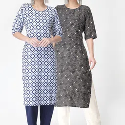 KALINI Pack of 2 Geometric Printed Regular Kurta with Trousers-5