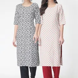 KALINI Pack of 2 Floral Printed Regular Kurta with Trousers-picture-58